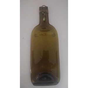 Flattened Wine Bottle with Copper Wire Wrapped Beads and Hanging Hook